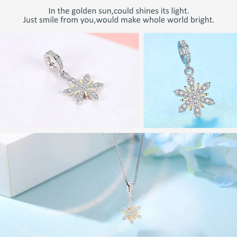 Подвеска из серебра 925 пробы Эйфелева башня снежинка сердце золотая бусина