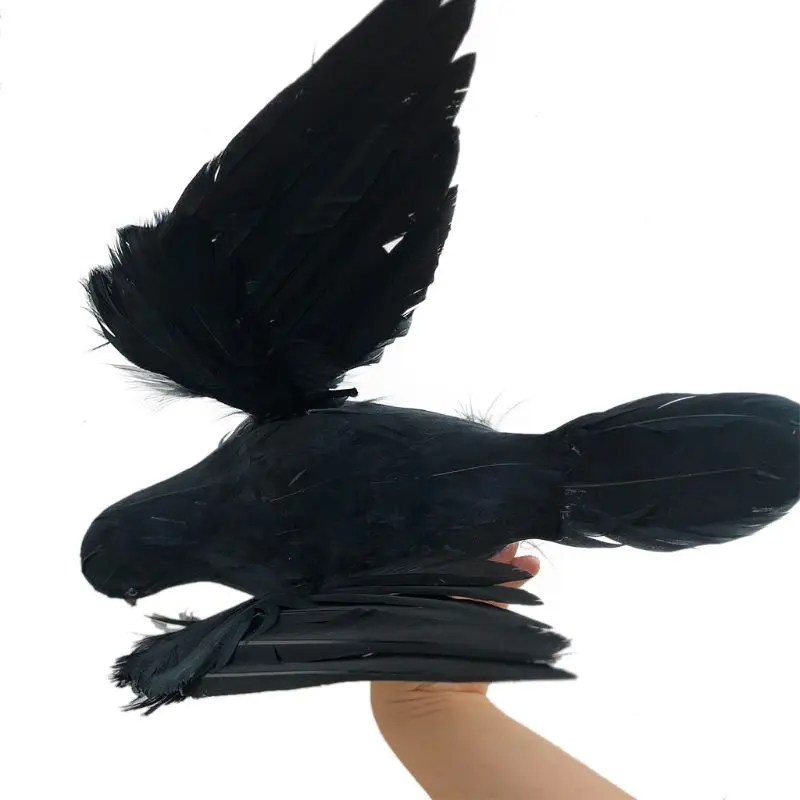 

6Pcs/set Realistic Magic Decor Movie Prop Hunting Decoy Black Ravens Halloween Party Fake Feathered Crow T8ND