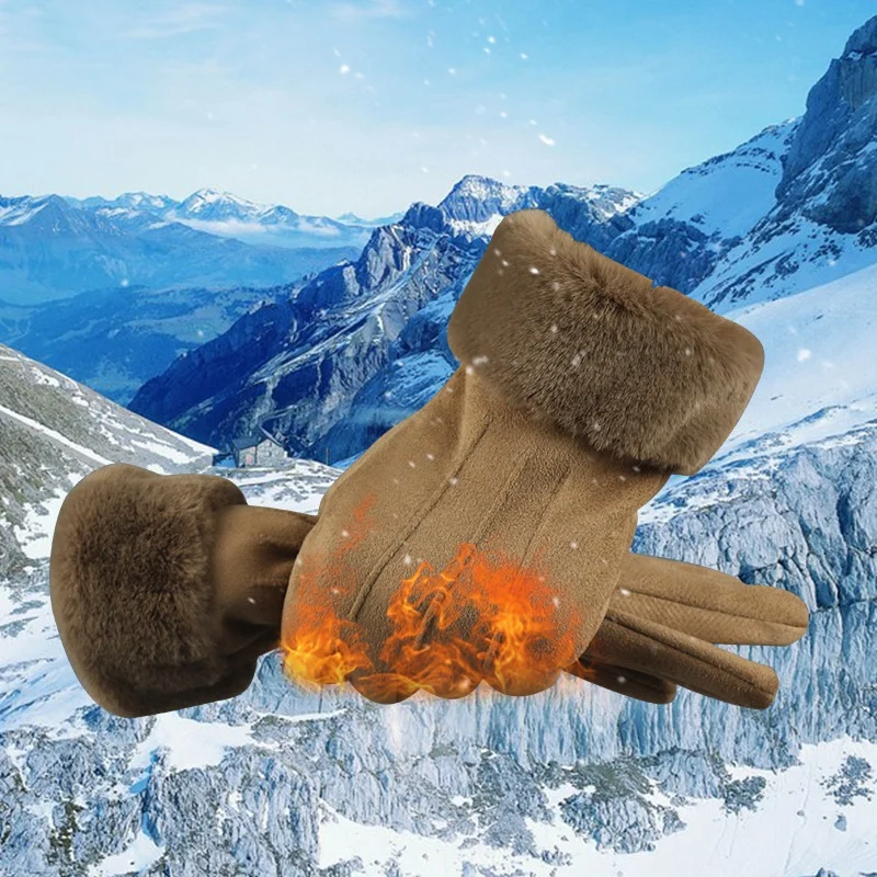 Новинка зимние замшевые перчатки женские кожаные с контактным экраном осенние