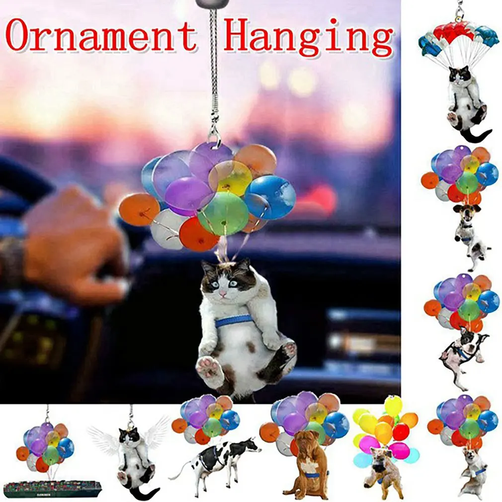 

Dog Hanging Ornament With Colorful Balloon Car Hanging Ornament Car Interior Decor Lightweight Flying Dog