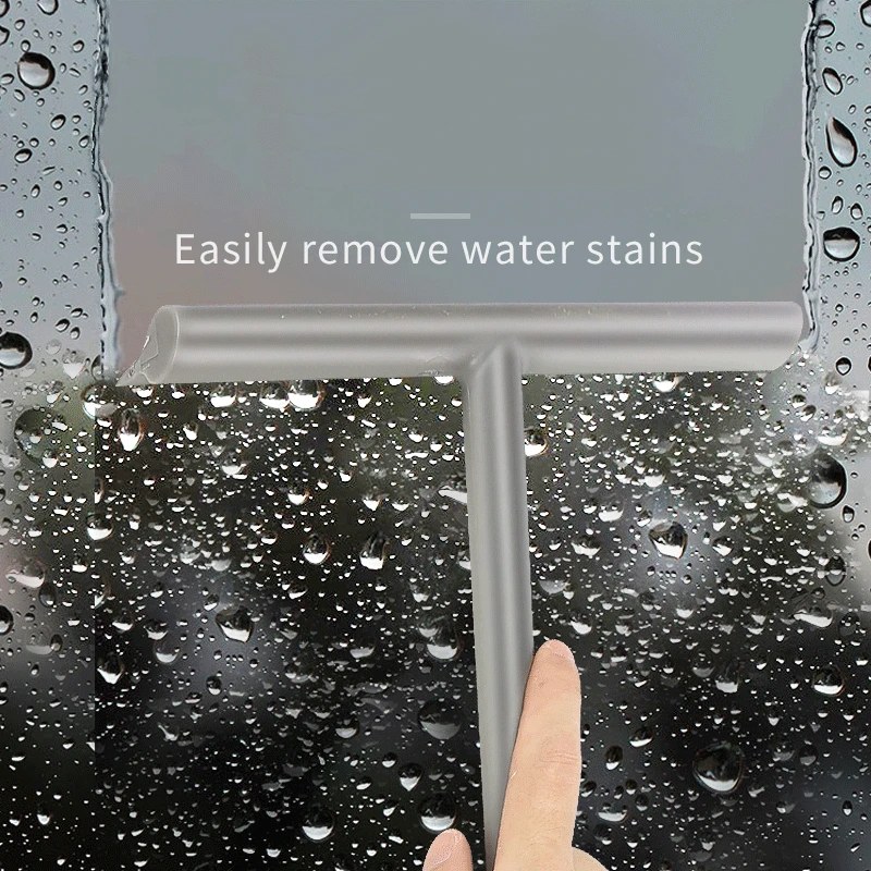 

Silicone Shower Squeegee Floor Long Handle Mirror Wall Hanging Glass Wiper Detachable Washing Window Cleaning Water Scraper