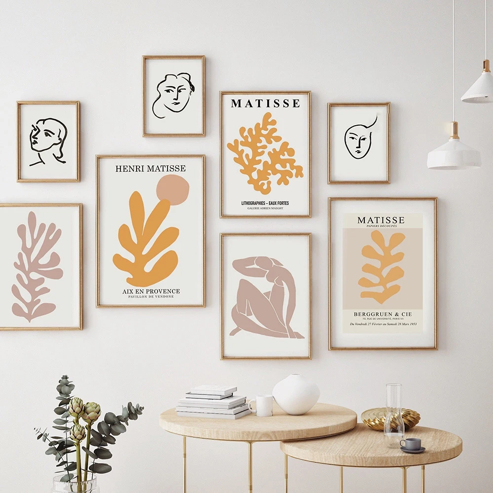 Винтажная Абстрактная фигура Matisse Line Минималистичная Картина на холсте в