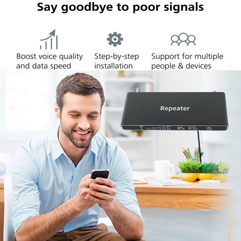 

Repeater 850 MHz GSM CDMA 850MHz Mobile Phone Repeater Cell Phone Signal Amplifier Extender Kit 2g 3g Booster