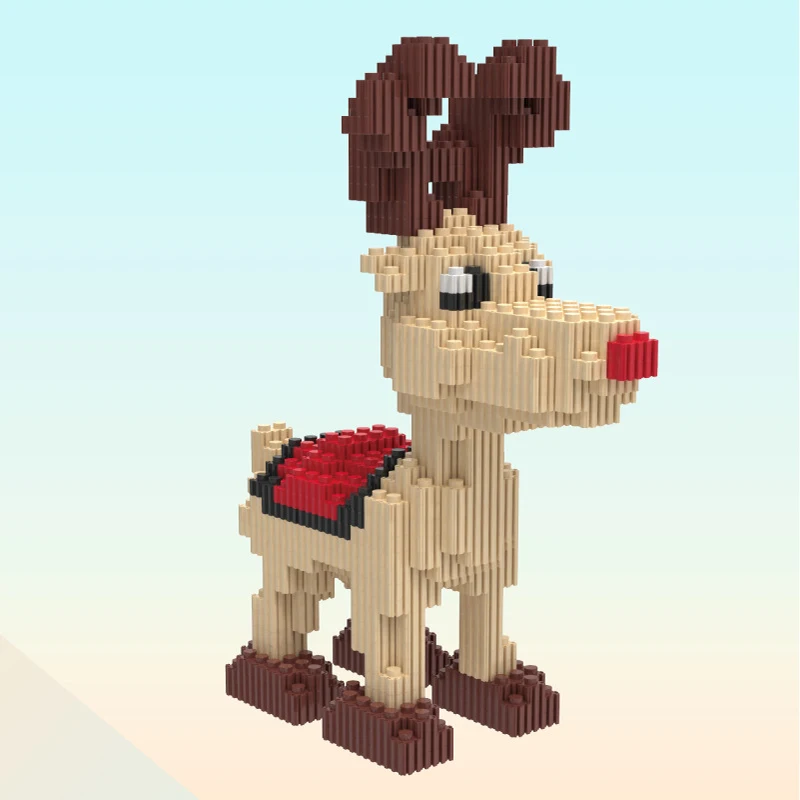

1690pcs Children's Toy Christmas Reindeer DIY Brick Mini Building Block 3D Animal Elk Model Building Brick Christmas Gift No Box