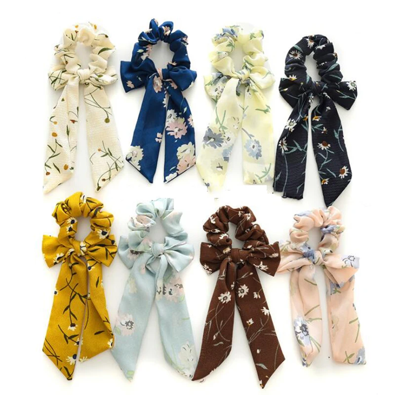 Шифоновый бант Маргаритка цветочный конский хвост резинки для волос растяжки