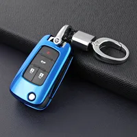 Flip Key Fob Chain For Chevrolet Cruze Malibu Trax Sonic Impala Buick Cascada LaCrosse Keychain Accessories Case Cover Ring Blue