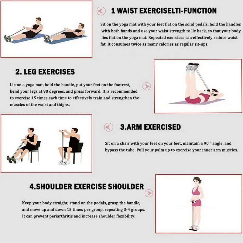

Multi Function Tension Rope Strong Fitness Resistance Bands Latex Pedal Women Men Sit Up Pull Ropes Yoga Fitness Equipment