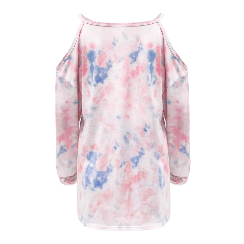 

Women's Blouse Autumn Tie-Dye Long Sleeve Tops Female Casual O-Neck Strapless Tops Blouse Female Harajuku Jumper Top 2020