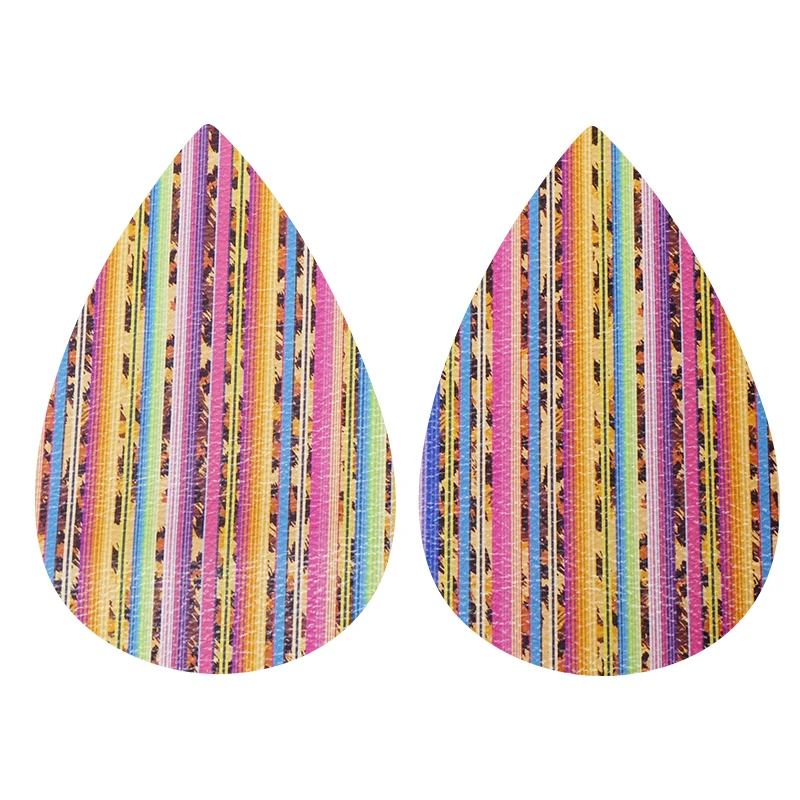 

Pu Earrings Leopard Serape Rainbow Striped Pebbled Cowhide Printed Lightweight Teardrop Stock