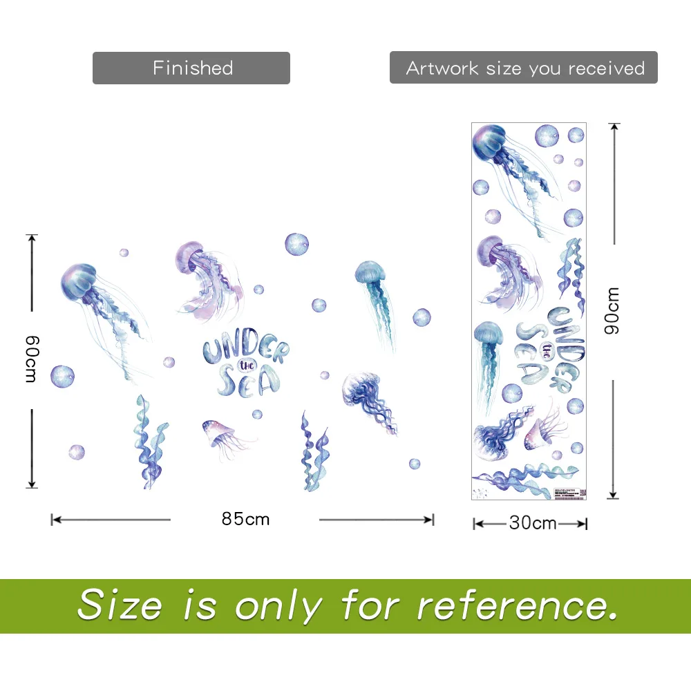 Горячая продажа синие медузы наклейки на стену детские для спальни Съемные ПВХ