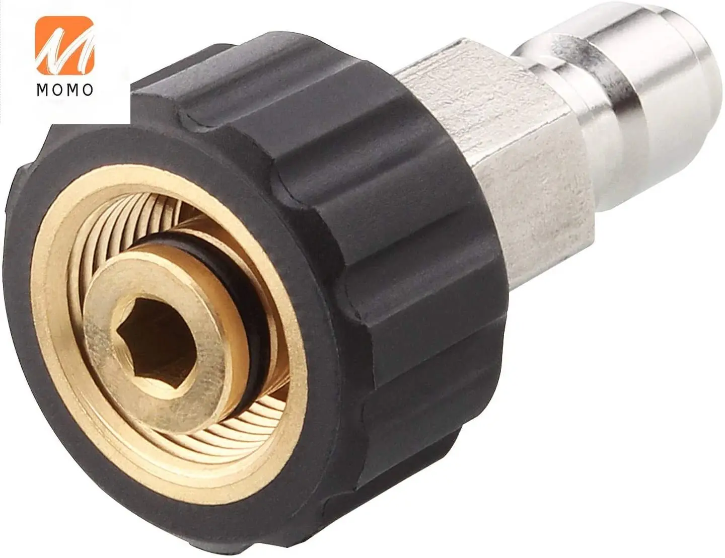 

M22 15mm Swivel X 3/8in Plug Pressure Washer Quick Connect Adapter, High Pressure Brass Fitting Quick Coupler Nipple, 5000 PSI