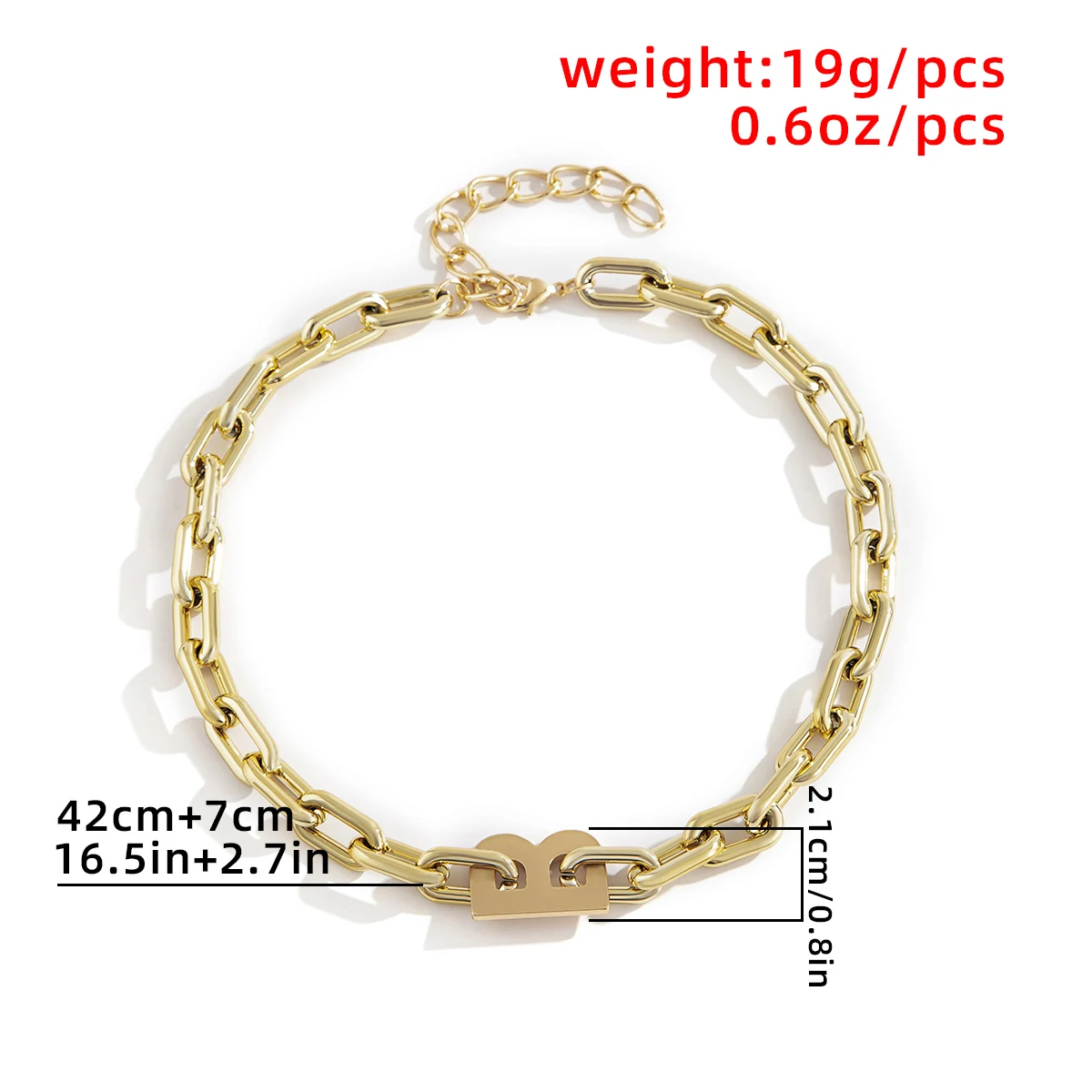 

Punk Letter B Pendant Thick Chain Necklace for Women Men Goth Simple Gold Color Choker Neck Chains Vintage Necklace Jewelry Gift