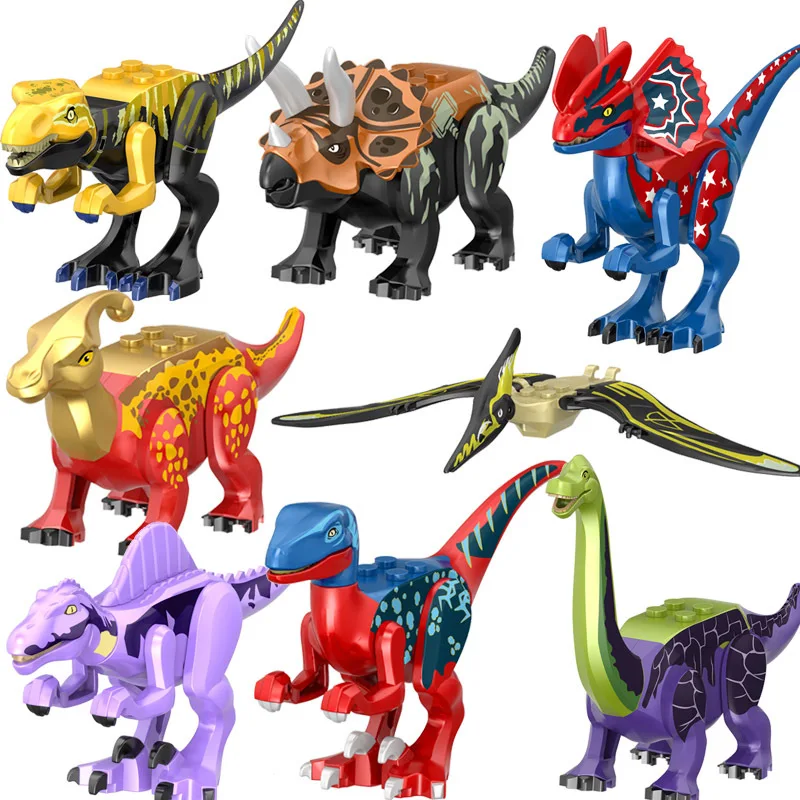 

Jurassic Dinosaurs Figures World Park Set Building Blocks T-Rex Stegosaurus Indominus Rex Raptor Dino Bricks Toys Gifts For Kids