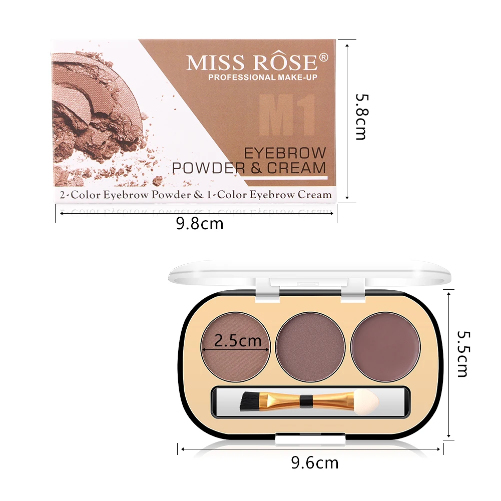 MISS ROSE пудра для бровей Палитра матовые тени для век Палитра долговечная Водонепроницаемая Косметика для макияжа лица брови пигмент TSLM1