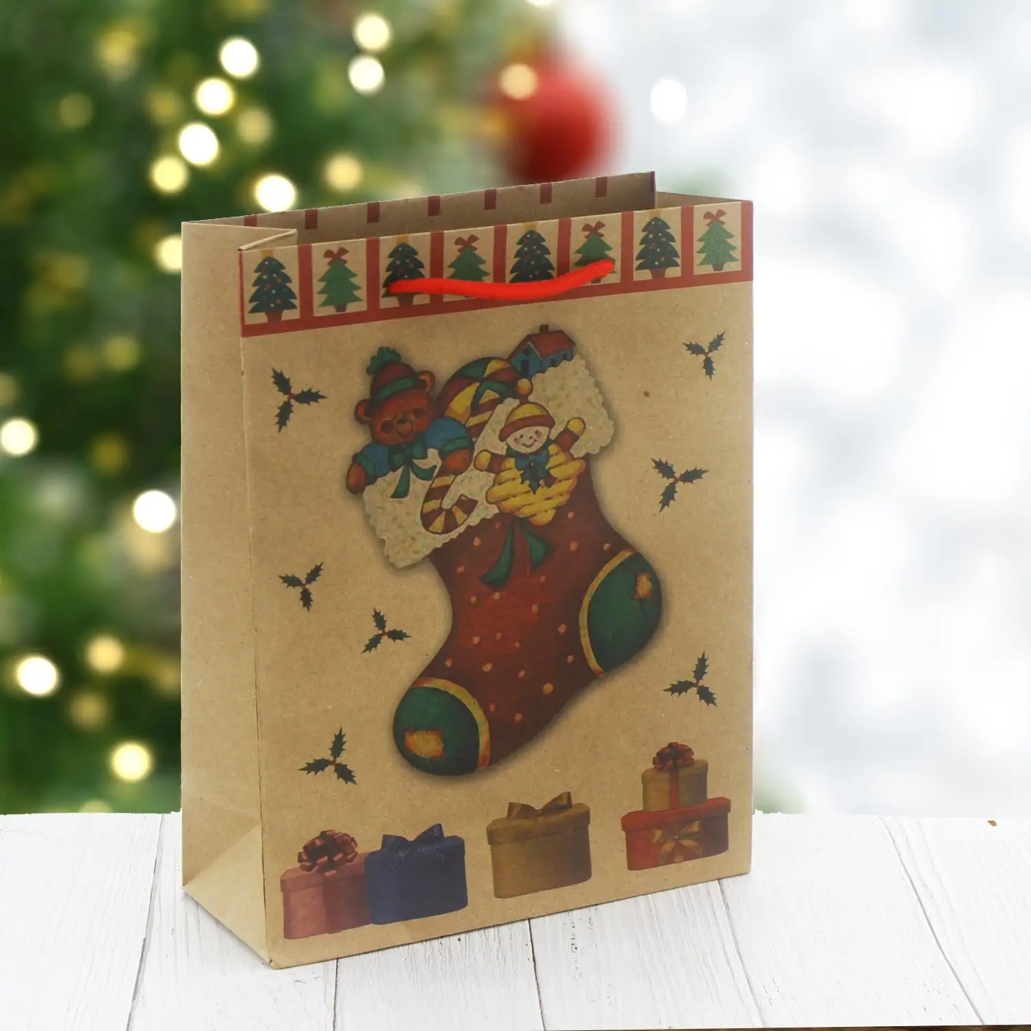 

6 штук 19x24 см Крафт-картонная сумка с носками