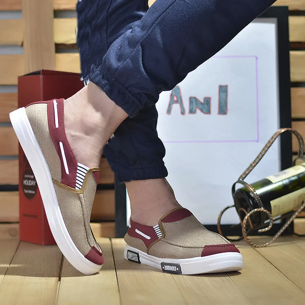 Мужская парусиновая обувь Новинка удобная мужская повседневная на плоской