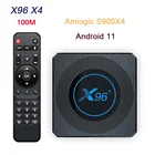 Приставка Смарт-ТВ X96 X4, Android 11, Amlogic S905X4, 4K HD, YouTube, медиаплеер, 4 Гб ОЗУ, 32 ГБ, 64 Гб ПЗУ, двойной Wi-Fi, 2021 м, 100