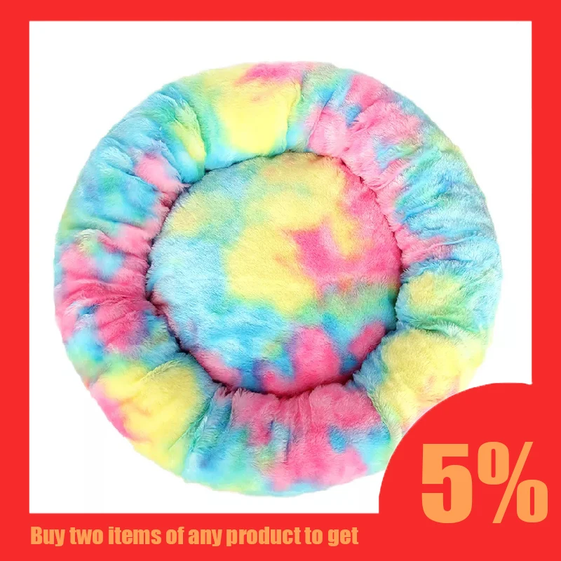 

Round Dog Bed Super Soft Pet Bed Kennel Cat Winter Warm Sleeping Bag Bed Long Plush Large Puppy Cushion Practical Cat Supplies