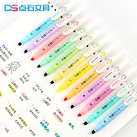 612pcs ds 822 erasable double tip highlighter soft color marker pen macaron light color marker pen student stationery