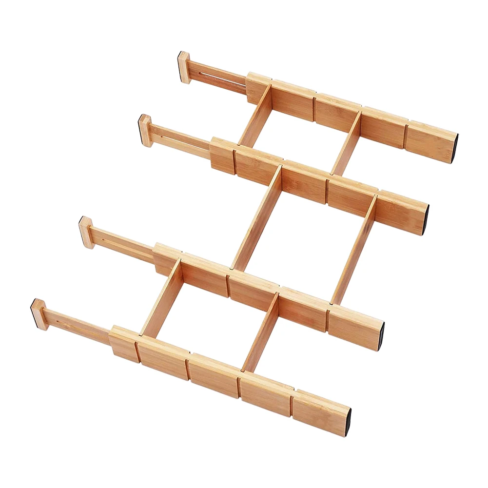 

4pcs Durable Kitchen Utensils Offices For Sorting Garages Cutlery Rack Dressing Table Bamboo Drawer Dividers Spring Loaded