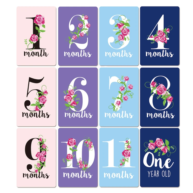 

12 Pcs Baby Milestone Photo Cards - 12 PCs Photo Cards To Capture Your Baby's First Year Memorable Moments Newborn Photo Props