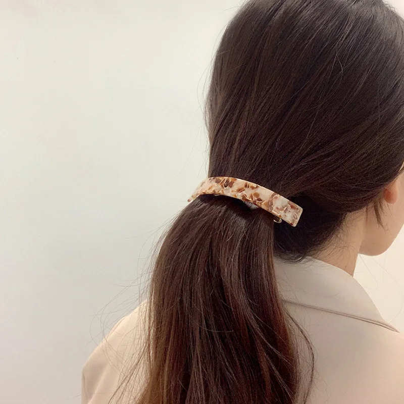 

Vintage Hair Clip Acetate Barrettes Ponytail Holder Clips Marble Hairpins Rectangle Spring Clip Hair Accessories For Women