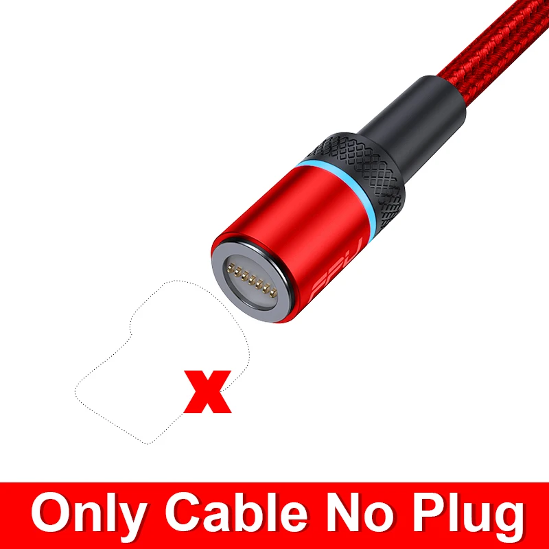 Red Cable No Plug FPU Магнитный кабель Micro usb type C для iPhone кабель 1 м 2 м 3A провод для быстрой зарядки провод type-C магнит зарядное устройство кабели для мобильных телефонов - Цвет: Red Cable No Plug