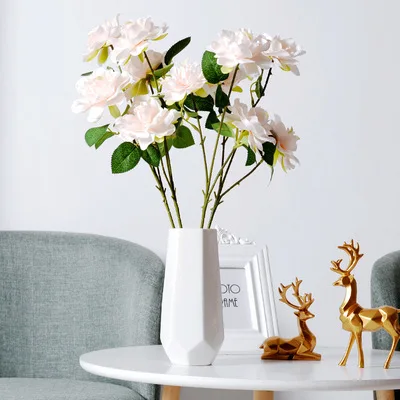 

Artificial Flower Single Branch 64cm, 3 Gardenias for Home Flower Arrangement, Creative Decoration Flower for Wedding Scene