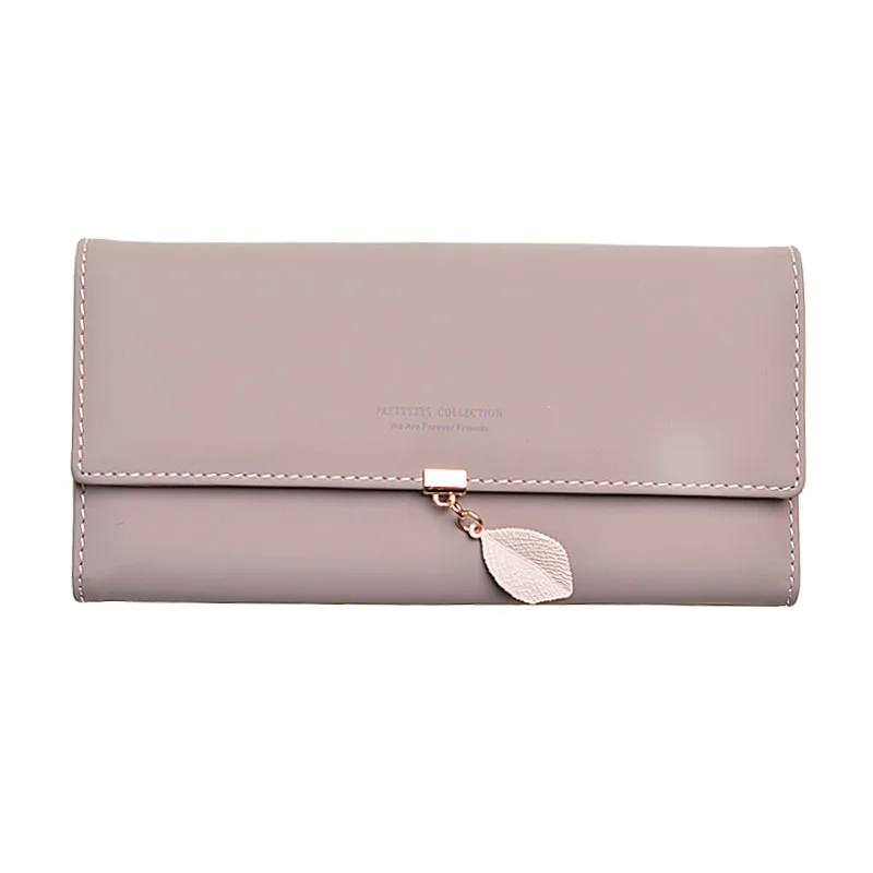 

2021 New Hipster Leaves Long Women's Wallet Student Multi-Function Large Capacity PU Leather Wallet womens wallets and purses