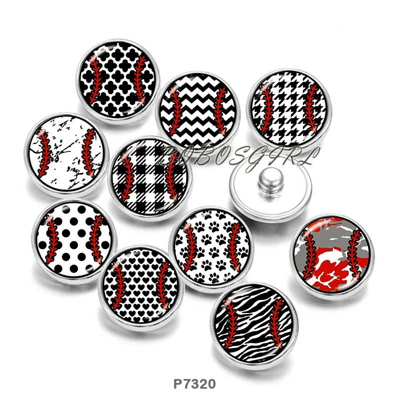 

Baseball 12mm18mm 20mm Snap button jewelry DIY Bracelet Round photo glass cabochons P7320