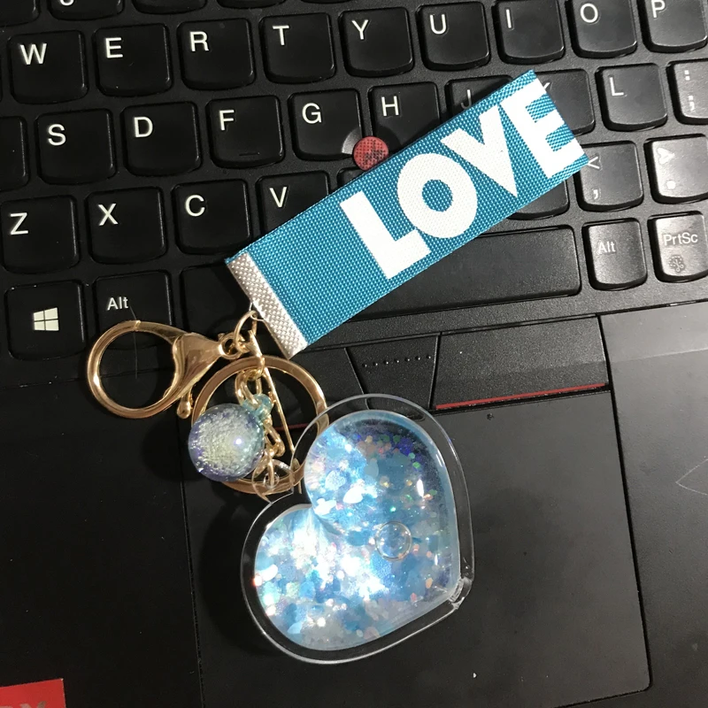 Подвижными блестками брелки для ключей лазерной акриловые Magic Love с брелком