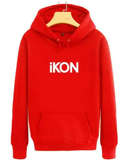 Толстовка с капюшоном для фанатов Kpop Idol Group Ikon черная красная Толстовка-Бобби