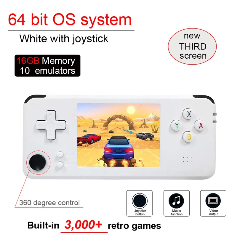 white-plus Ретро детская портативная игровая консоль 3,0 дюймов классическое детство 16 ГБ переносной игровой плеер встроенный 3000 игр Поддержка AV выхода - Цвет: white-plus