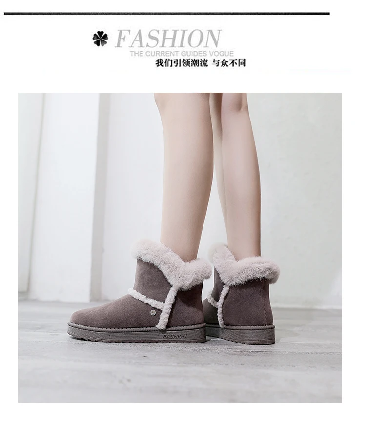 Winter New Women Suede Plush Lining Ankle Fur Snow Boots Flat With Black/Brown Emu Boots Fashion Cotton Shoes
