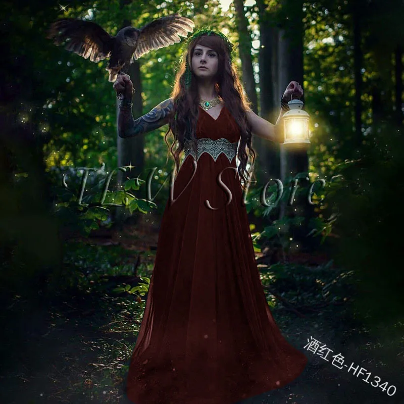 Длинное кружевное платье принцессы с V образным вырезом| |