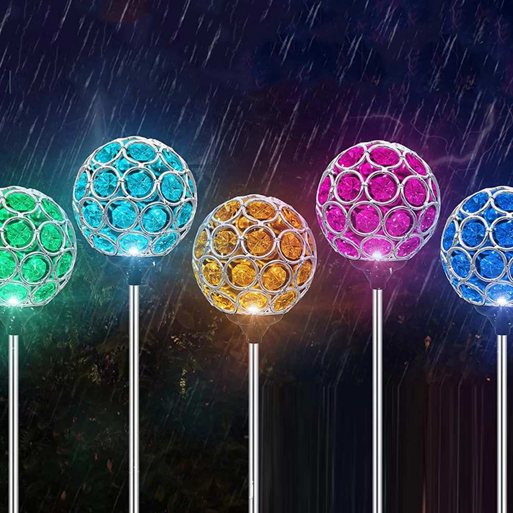 

2Pcs Solar Lawn Light LED Crystal Ball Lamp Waterproof Yard Garden Pathway Landscape Decorative Night Light Set