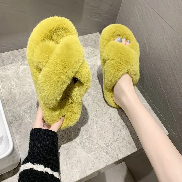 

Candy-colored Thick Plush Slippers Women Autumn and Winter Wear Flat-bottomed Thick-bottomed Cotton House Slippers Women LLP