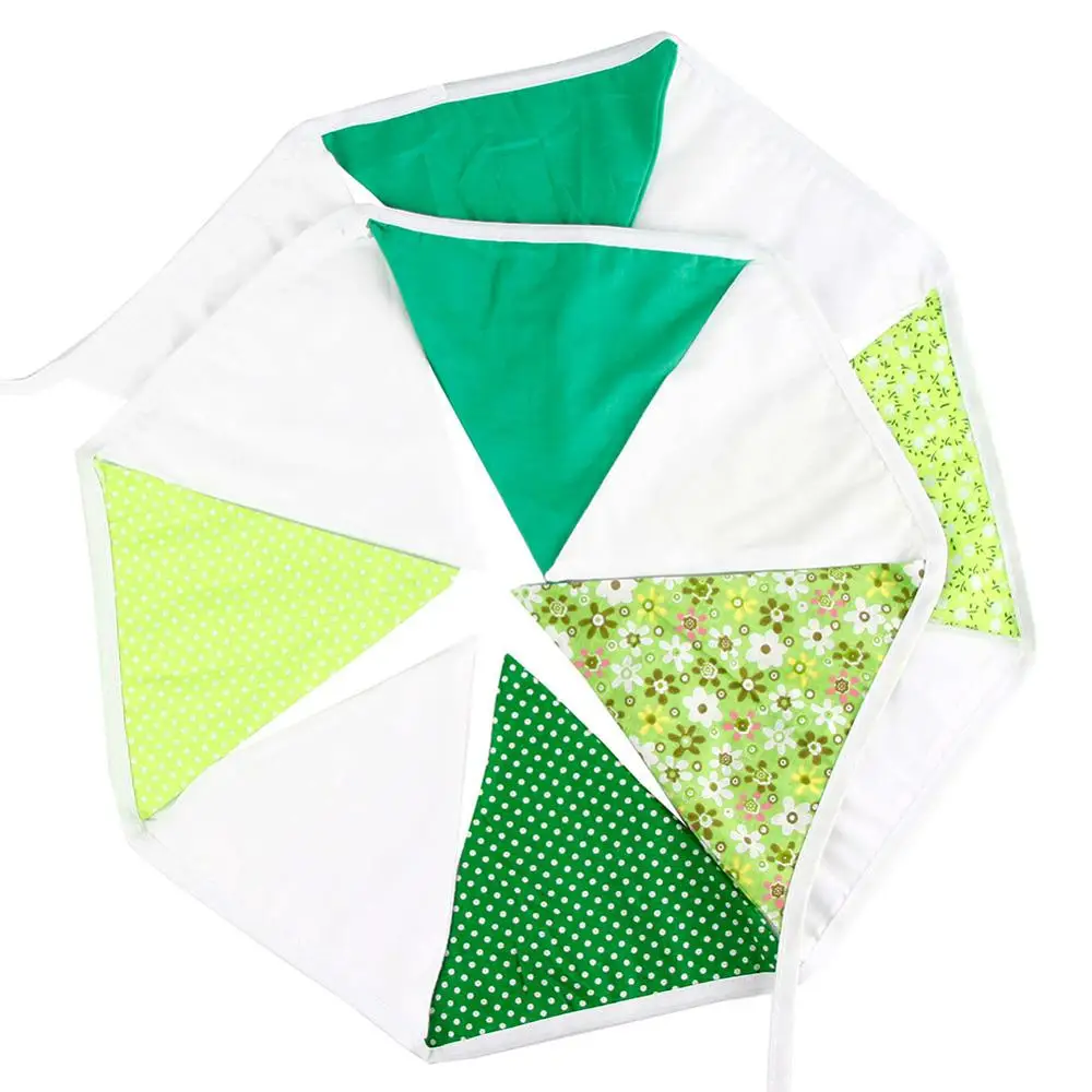 12 Flags Vintage Cotton Pennant For Party Wedding Pennant Bunting Banner Garlands Fabric Decor Wedding Party Supplies 3.2m - Цвет: Серебристый