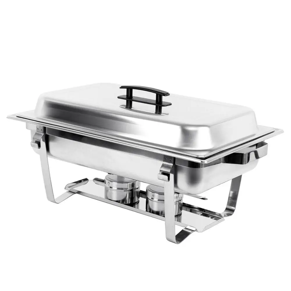 

Yonntech 4Pcs 9L Chafing Dish Food Warmer Holding Tank Stainless Steel Warmer Tray Folding Chafer for Buffet Caterings
