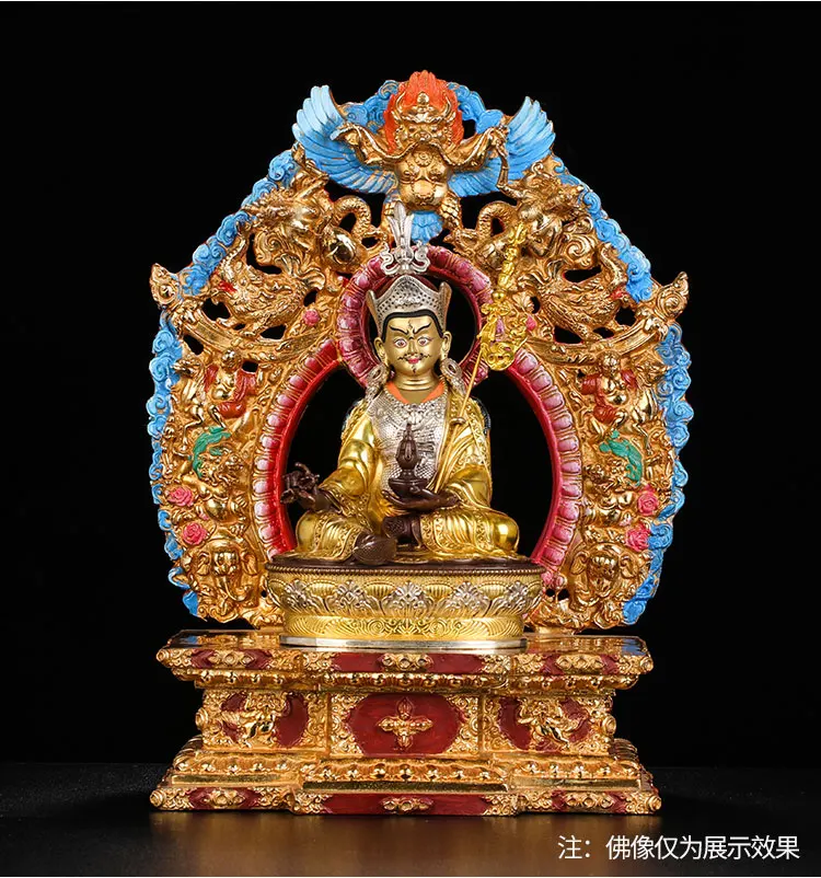 

36CM LARGE TEMPLE GOOD SUPPLIES PADMASAMBHAVA GURU RINPOCHE BUDDHA SUPANNA GARUDA GOLD PLATING COPPER BUDDHA PLATFORM STATUE