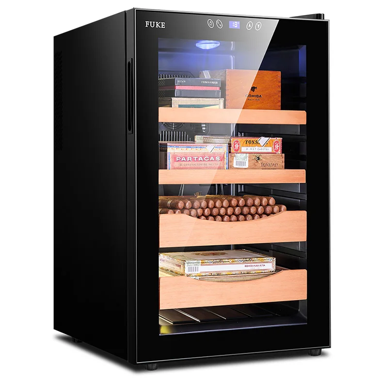 Электрический шкаф для увлажнения сигар Humidor 70L Коробка Для Хранения Сигар термостатический& Постоянная Влажность сигары увлажняющий FK-65C