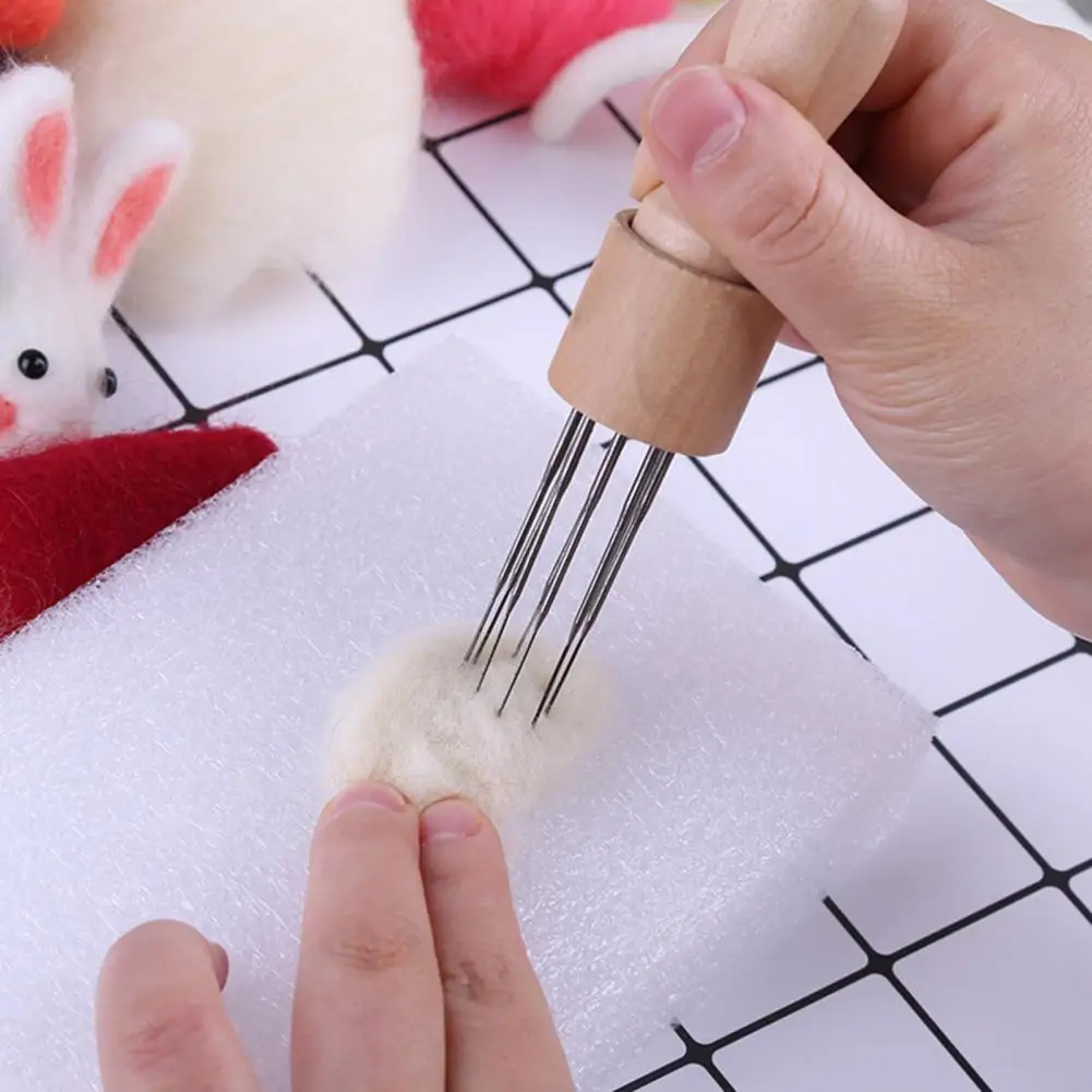 

3Pcs/Set Detachable Felting Knitting Needle Anti Slip Metal Wood Handle Felting Punch Tool for Gift