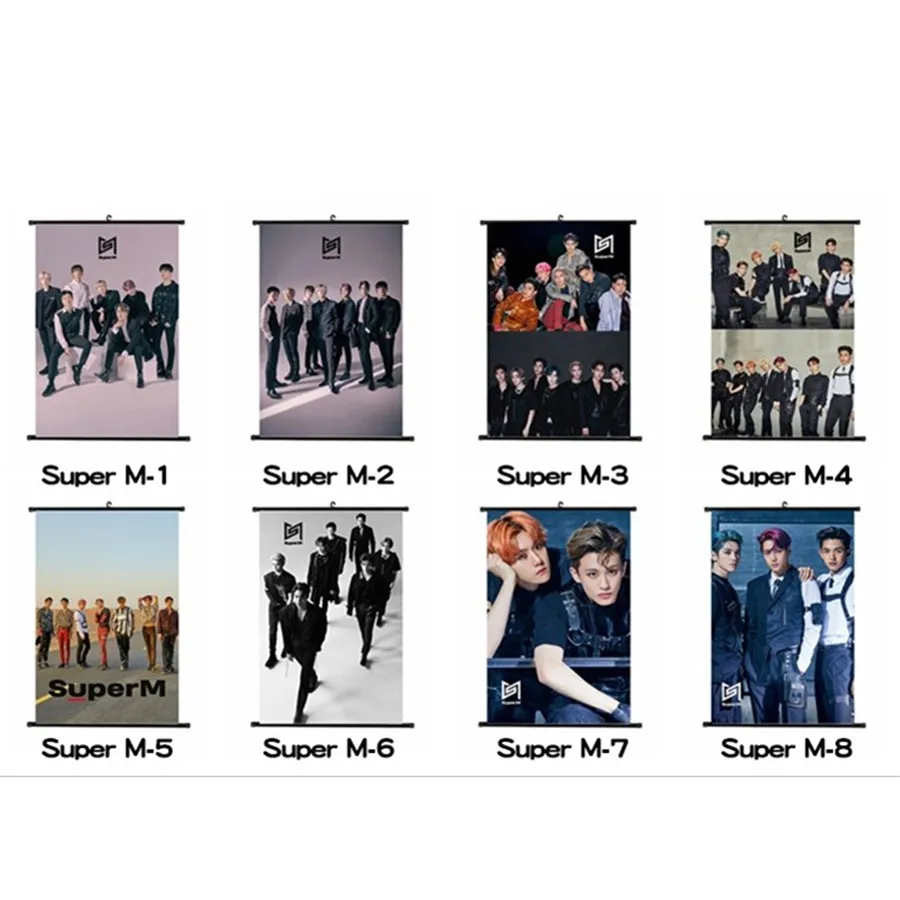 Kpop SuperM jpping Members повесить плакат десять Лукас мини стены прокрутки изображение