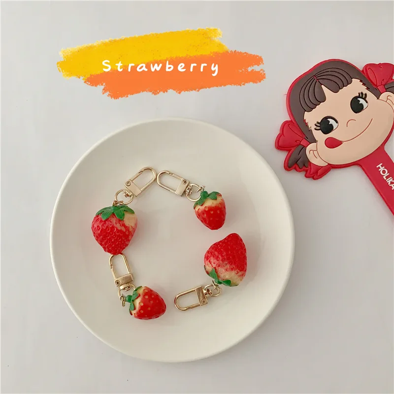 

Creative Simulation Strawberry Keychain Cute Food Play Key Pendant Cartoon Backpack Woman's Kids Best Gift Accessories Jewelry