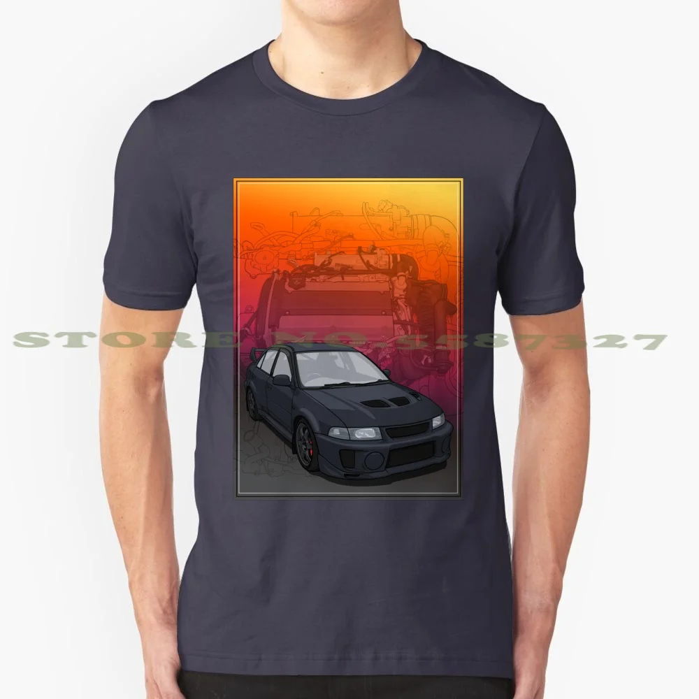 Evo 5 с 4G63 двигателем фон модная Винтажная футболка футболки Mitsubishi Lancer Evolution Evo5 Evo6 Jdm