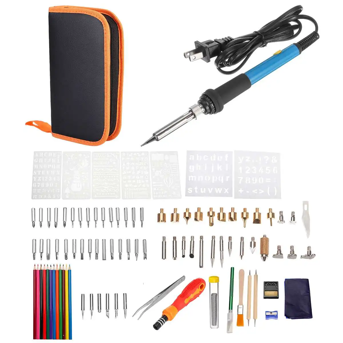 

101pcs 60W Adjustable Temperature Electric Soldering Iron kit 220/110V Wood Burning Pen Rework Station Heat Pencil Repair Tools