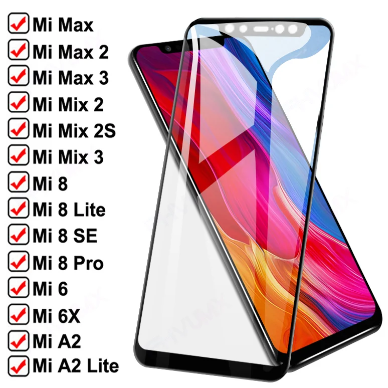 

9D Anti-Burst Tempered Glass For Xiaomi Mi 8 SE A2 Lite Mix 2 2S 3 Screen Protector On Mi6 6X Max 2 3 Protective Glass Film Case