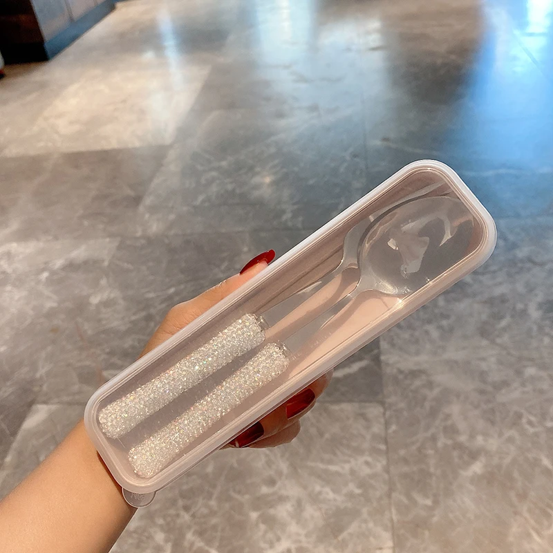 Набор ложка с бриллиантами инкрустацией и вилкой экологически чистый набор из