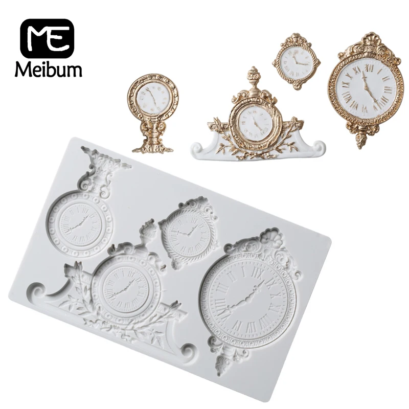 

Ретро часы силиконовая форма для мастики, торта, кондитерские изделия из сахара форма для выпечки мастики, инструменты для украшения десерт...