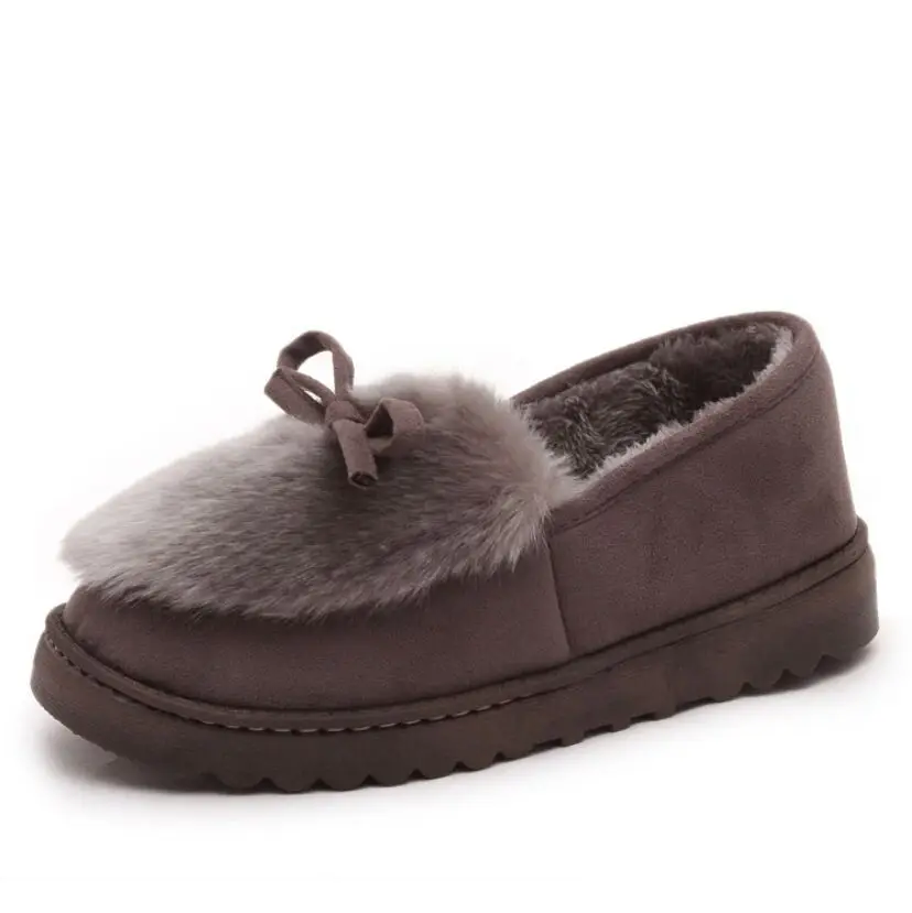 Женские зимние теплые туфли на плоской подошве с перьевым пухом Нескользящие для